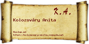 Kolozsváry Anita névjegykártya