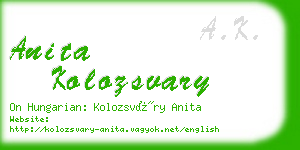 anita kolozsvary business card